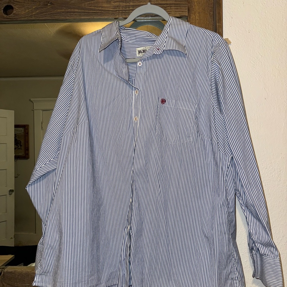 Ariat Blue and White Casual Button Down Shirt